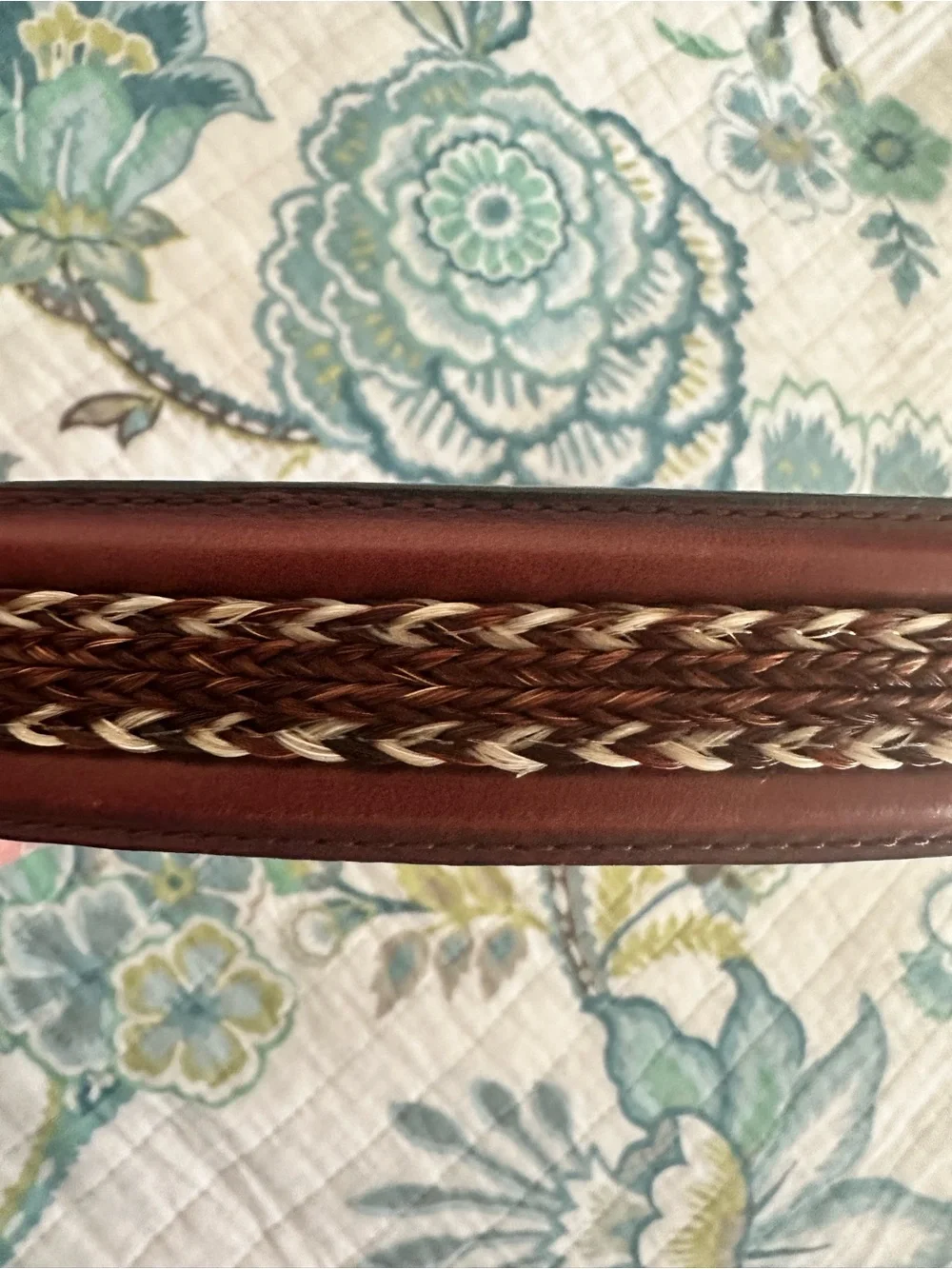 Brighton Brown Braided Leather Belt with Engraved Silver Buckle